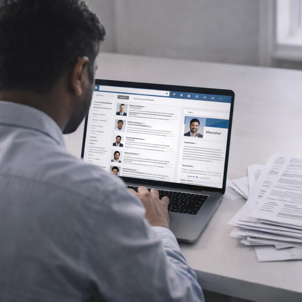 Recruiter searching LinkedIn profiles