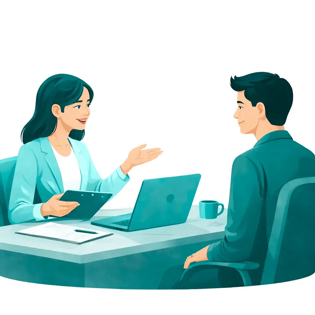 Profile specialist consulting with a professional