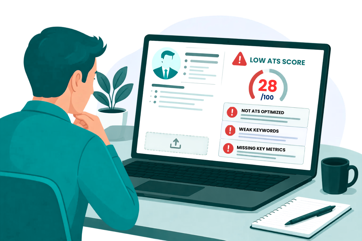 Professional reviewing a resume with a low ATS score