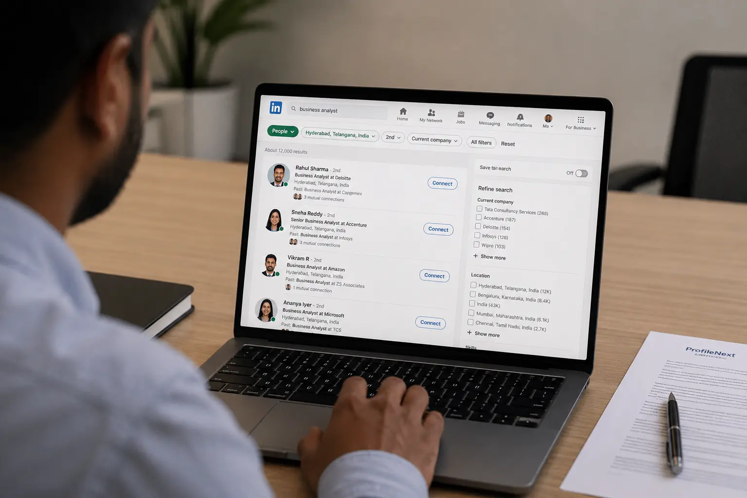 Recruiter searching LinkedIn profiles